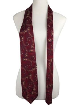 Pavone Luxury Silk Tie Made In Italy Burgundy Red Yellow Paisley Men's Necktie
